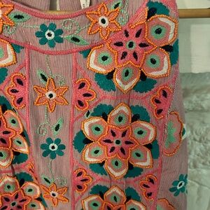 Anthropologie 8 Embroidered, appliqué shift dress, Boho sleeveless floral NWT